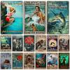 Artisian Swimming Metal Poster Diving Tin Sign Sport Decorative Plaque Ocean Wall Decor Garage Bar Pub Club Hotel Cafe Kitchen