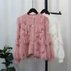 Autumn and Winter Imitation Mink Velvet Gentle Wind Design Feeling Feather Beads Fringed Knitted Cardigan Sweater Jacket Women