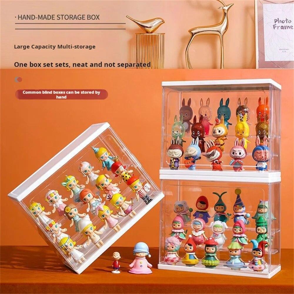 Стеллаж для хранения и демонстрации товаров, большая вместимость, шкаф-витрина с глухими коробками, шкаф для хранения кукол, шкаф для коллекций ручной работы