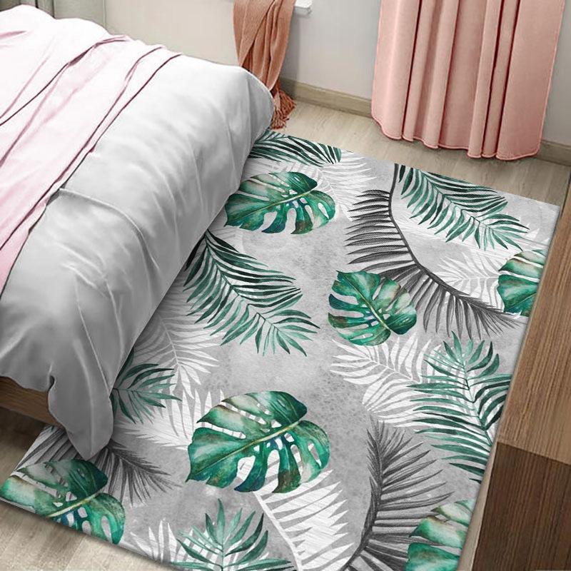Ковер с принтом тропических листьев, зеленые пальмовые листья и спинка черепахи, ковер из бамбуковых листьев для гостиной, напольный коврик с банановым узором