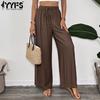 Women's Fashion Casual Solid Color Print High Waist Trousers Pants & Capris