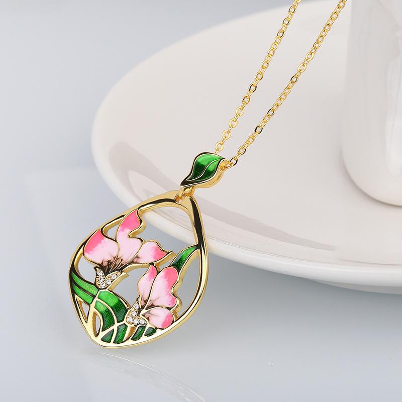 Best Selling Womens Colorful Enamel Flower Necklace