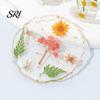 Hot Drink Protection Coaster Real Dried Flowers Heat-Resistant Cup Mat for Home Kitchen Cherry Blossom Transparent Resin Handmade DIY Decor