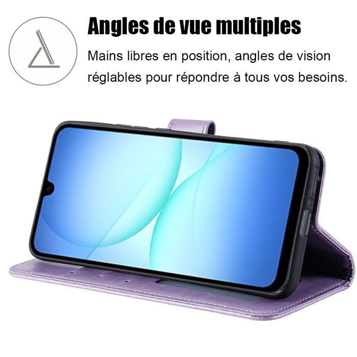 Protective Case - BOOLING - for Samsung Galaxy A17 5G/4G - Synthetic Leather Purple Mandala Pattern - 2 Glass