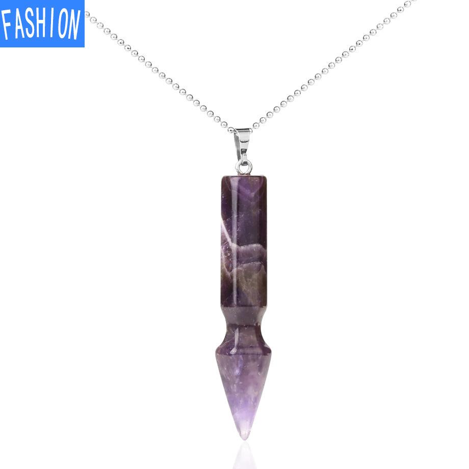 Ожерелье с подвеской из натурального полудрагоценного камня и кристаллами