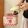Cartoon Cat Apple Mug High Looking Ceramic Cup with Lid Souvenir for Girls Couple Home Water Cup with Lid
