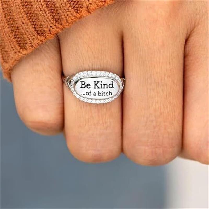 Фирменное кольцо Be Kind, Be Kind... Фирменное кольцо Of a Bitch, кольцо Be Kind, ювелирные изделия Sassy Rude, вдохновляющее кольцо дружбы для женщин и девочек