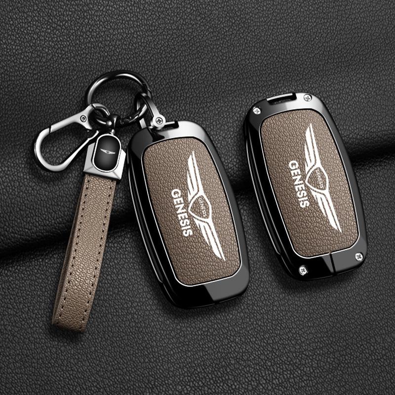 Genesis Car Key Case Cover for G80/G70/GV80/GV70 - Metal Full Wrap with Buckle