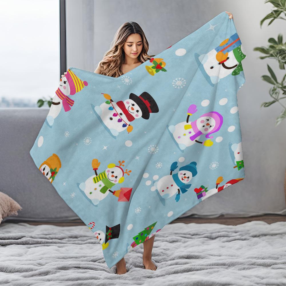 Snowflake Christmas Blanket Cozy Flannel Throw Winter Warm Festive Holiday Decor Gift Home Bedroom Dorm