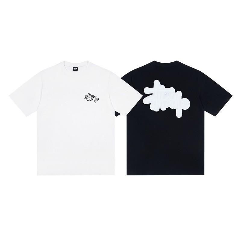 Stussy Черная 8 Классическая Водяной Знак Буквенный Принт 2025 Унисекс Уличная Одежда Свободный Крой Хлопковая Футболка