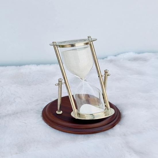 Rotating Unity Sand Ceremony Hourglass, for Weddings Special Moments, Brass Hourglass with Wooden Base