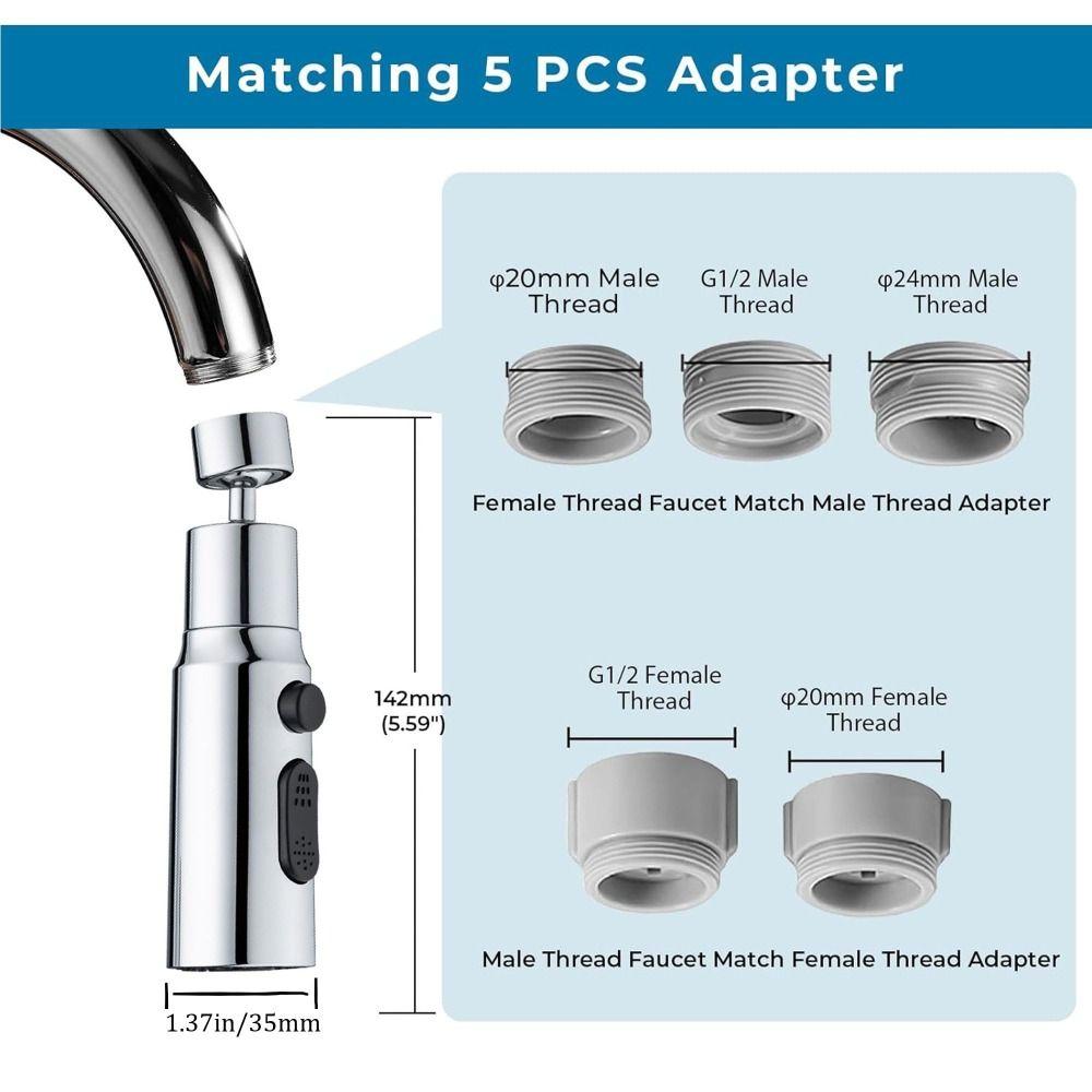 Герметичная головка кухонного смесителя 3 режима Излив фильтра для крана Высококачественный вращающийся аэратор для смесителя
