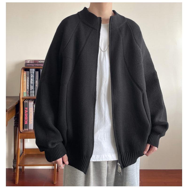 Осенне-зимняя ленивая простая и универсальная однотонная куртка на молнии для мужчин, новый модный бренд High Street, свободный повседневный топ, мужской тренд