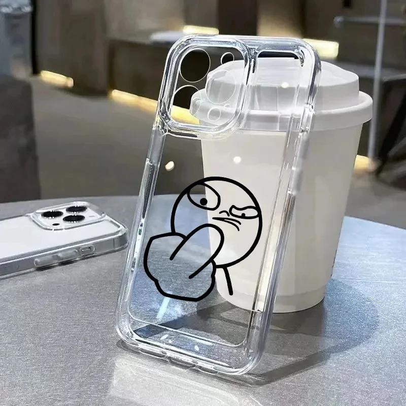 Смешной Мужчина Мягкий Прозрачный Чехол Для Телефона Для iPhone 11 12 13 14 15 Pro Max Средний Палец iPhone 7 8 Plus X XR XS Max Ударопрочный Чехол