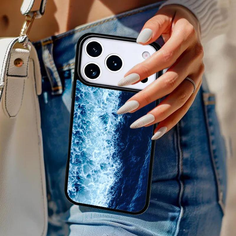 Синие Морские Волны Чехол для Телефона iPhone 17 Air 14 15 13 12 Max Чехол Для Apple 14 15 16 16e 11 Pro Max Plus Coque