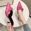 Модные новые туфли на высоком каблуке для женщин, элегантные туфли-лодочки с острым носком, изящные туфли-слайды на высоком каблуке для женщин, модные дизайнерские босоножки с бантом для женщин