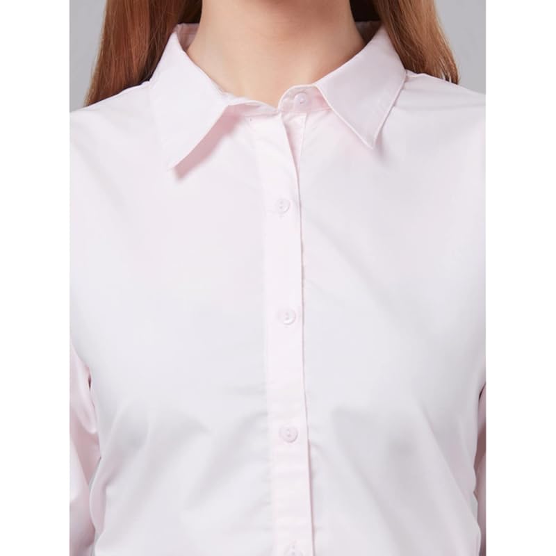 Style Quotient Женская однотонная рубашка из полихлопка пастельно-розового цвета, классического кроя, для официальных случаев