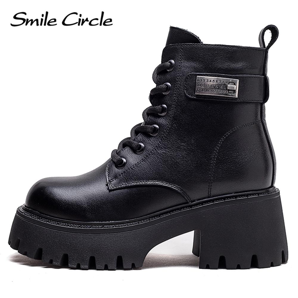 Ботинки из натуральной кожи. Женские зимние мягкие ботильоны. Модные повседневные ботинки на толстой подошве.