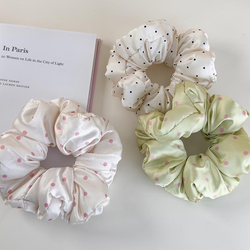 Girl Sweet Polka Dots Flowers Hair Scrunchies Solid Color Soft Filling Headbands Womens Classy Versatile Head Rope Hair Tie New