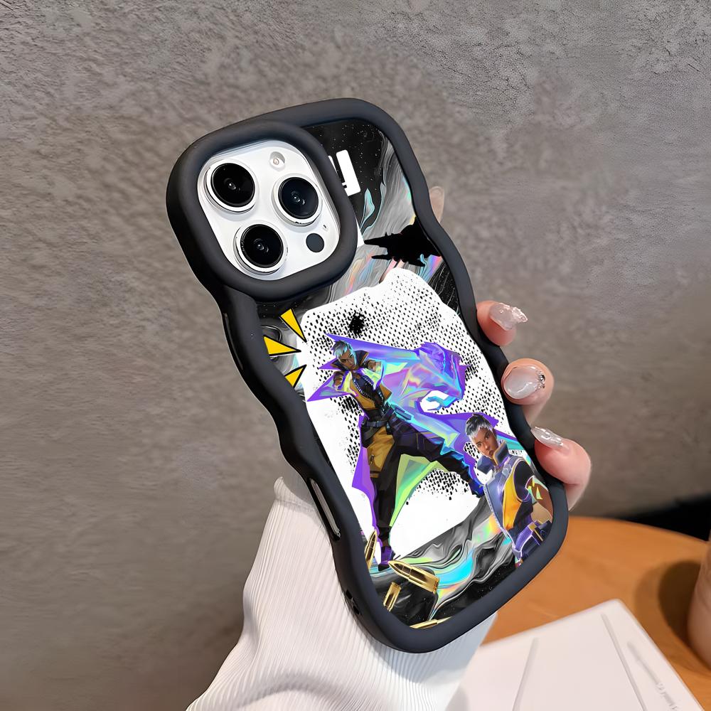 Чехол-накладка Valo Waylay для iPhone 17 16 15 14 13 12 11 Air Pro Max Plus Черный Мягкий ТПУ Покрытие с Волнистым Краем