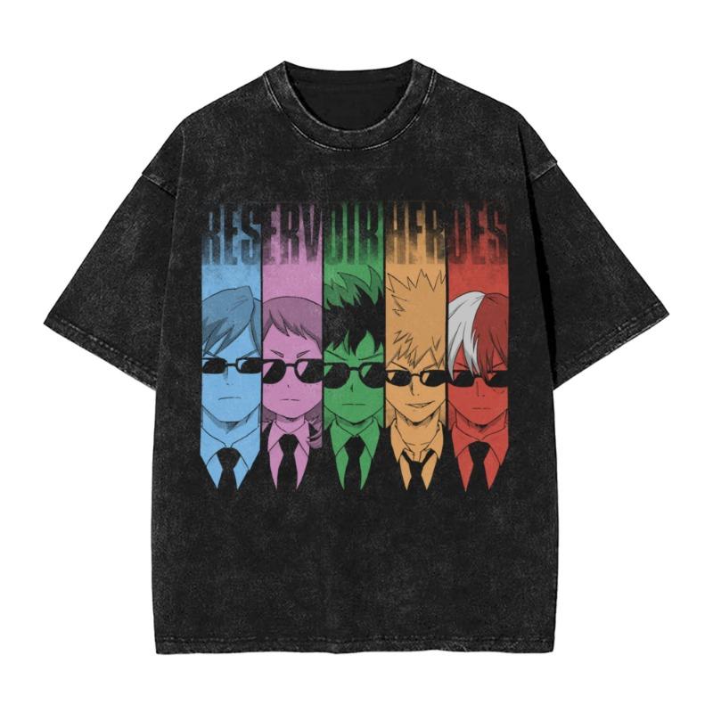 Summer Fashion 100% Cotton Washed Acid T-shirts Great Eight Islands of Japan Tuna Fish Vintage Wash Japanese Design Tees