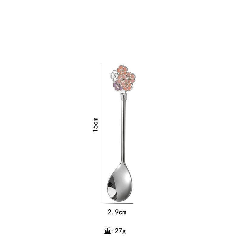 Creative 304 Stainless Steel Spoon Cherry Blossoms Spoon Coffee Dessert Spoon Christmas Gifts Tableware Decoration Tea Spoon