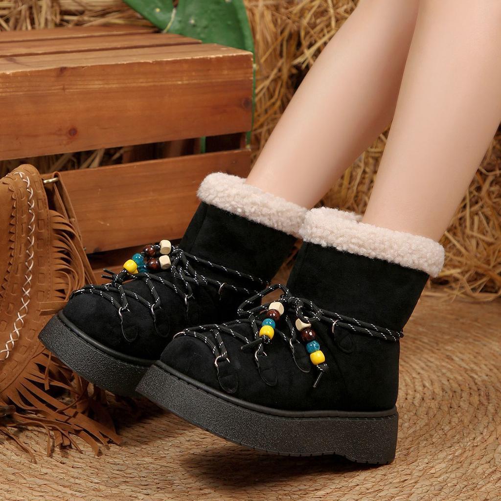 Fashion strap thick-soled snow boots for women's autumn and winter new casual and comfortable versatile velvet warm boots for women