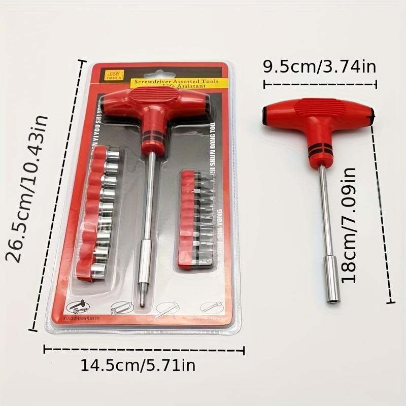 Набор из 22 ручных отверток, многофункциональный набор ключей с Т-образной рукояткой, шестигранная втулка из легированной стали, разные цвета, для сборки.