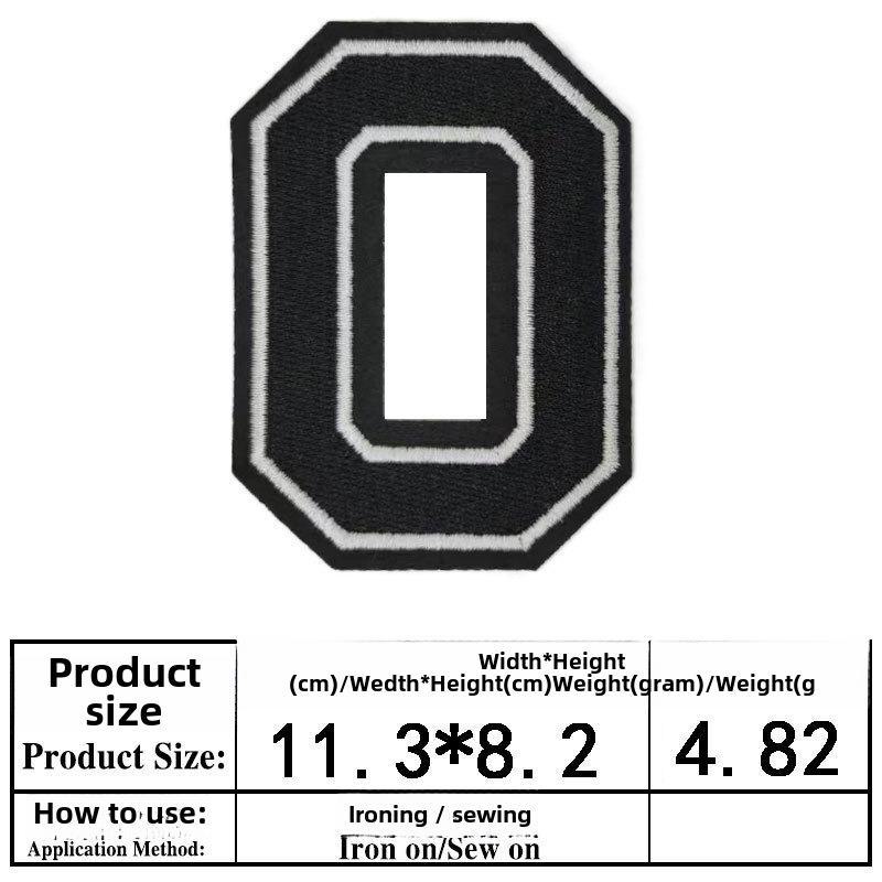 Полная вышивка алфавита и цифр на тканевой нашивке - большой значок из джерси