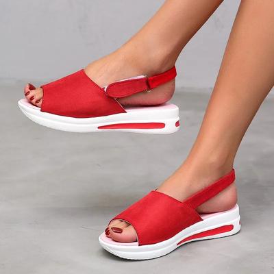 Мода 2024 года, горячая распродажа женской обуви, женские сандалии с открытым носком, летние римские однотонные повседневные удобные сандалии большого размера на низком каблуке