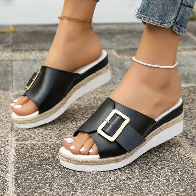 Женские римские сандалии-слайдеры на платформе-клине