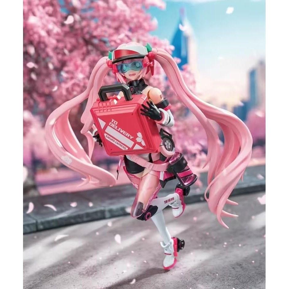 Bike Girl Sakura Pink Sonic Boom Mega Daughter Painted Mecha Armor Movable Assembly Plastic Model Figure Action Doll Gift Height 16cm Kit Figurine