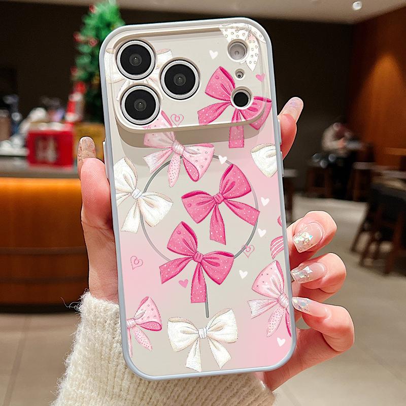 Чехол с узором из разноцветных бантиков Для iPhone 17 Pro Max iPhone 16 Pro Max 15 14 13 Магнитный Для Magsafe Гибридный ТПУ+ПК Матовая Крышка