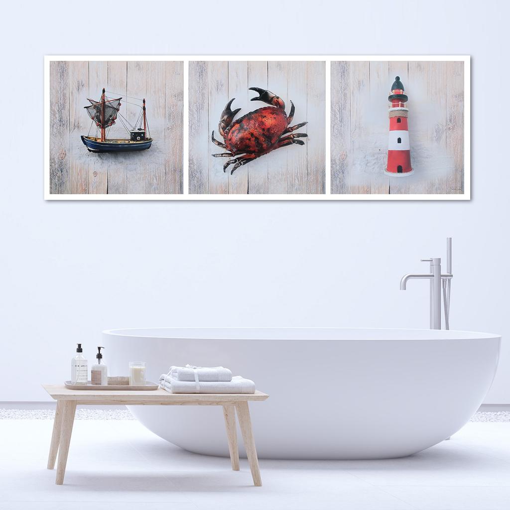 Canvas Print Boat Crab Lighthouse