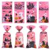 50/100PCS Halloween Candy Bag Creative Pink Zip Tie Flat Pocket Festival Atmosphere Ghost Pumpkin Decorate Biscuit Gift Bags ZYF