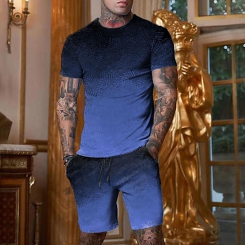 Мужская графика 2-х частей футболка костюм шорты и футболка костюм футболка одежда футболка с коротким рукавом дизайнер повседневный комфорт на открытом воздухе отпуск повседневный 3D