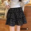 Юбка миди А-силуэта с высокой талией в горошек и цветочный принт, женская летняя коллекция 2025 - Черный дизайн пышного торта