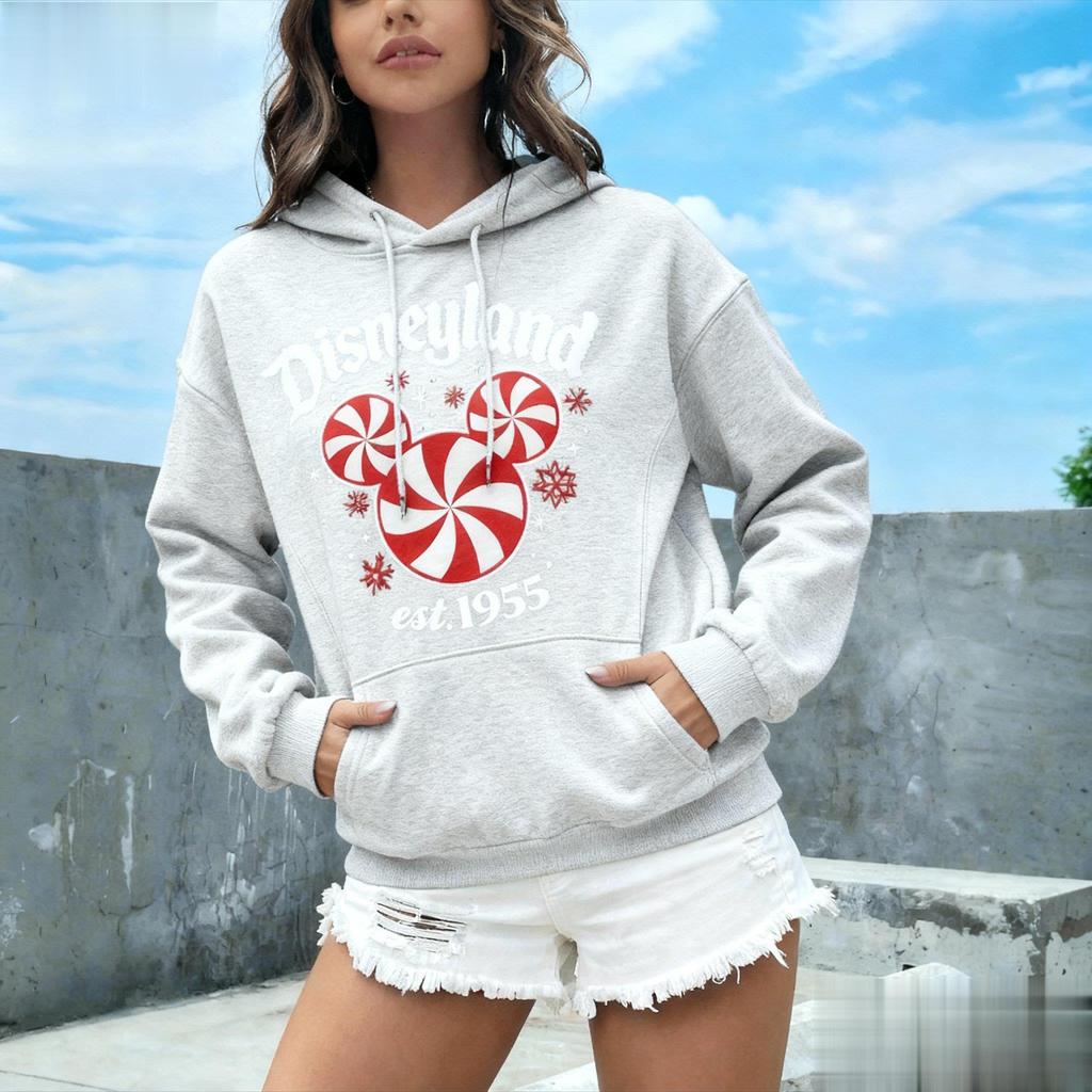 Unisex Disney Mickey Mouse 1955 Anniversary Print Hoodie Sweatshirt Pullover Oversized Casual Streetwear Women Men Autumn Winter