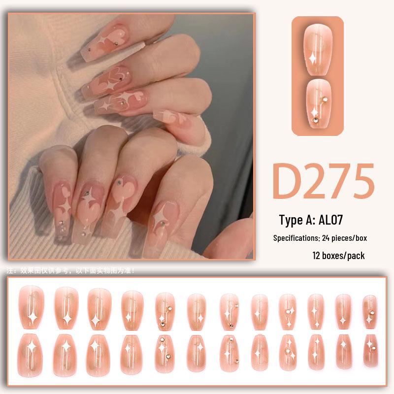 Sweet Fairy Detachable Press-On Nails: Cute Blush Translucent Finished Nails for Girls