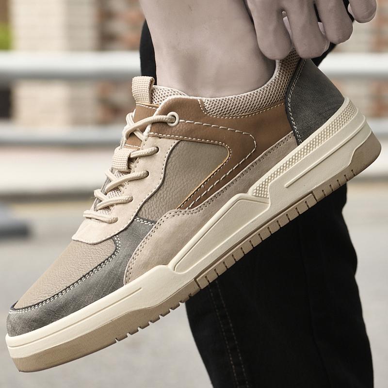 Молодежная подростковая повседневная обувь из натуральной кожи, скейт-кеды, новые модные кроссовки для мужчин, удобная легкая обувь для ходьбы на открытом воздухе