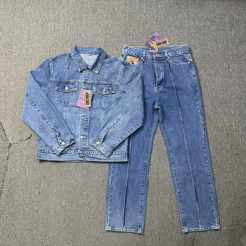 Streetwear Denim Jacket Pants Set Women Loose Fit Casual Hip Hop Style
