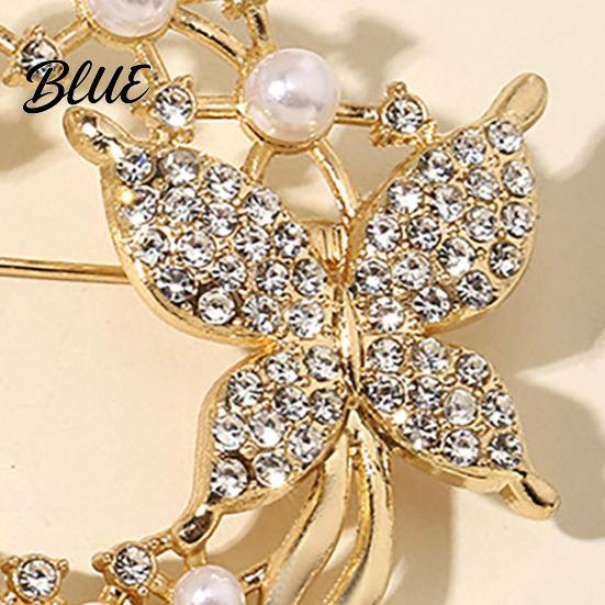 Faux Pearl Rhinestone Brooch Anti-Exposure Round Women Shape with Rhinestones