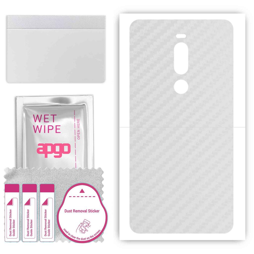 apgo Protective Skin Sticker for the Back Compatible with Meizu X8, Wrap Film, Foil, Vinyl - Pattern Transparent Carbon