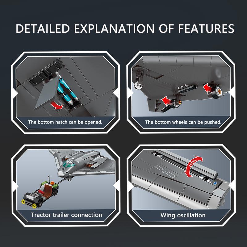 SEMBO BLOCK 555pcs MOC Warplanes Fighter Building Blocks Attack Aircraft Model Bricks DIY Ornament Toys Kids for Halloween Gifts