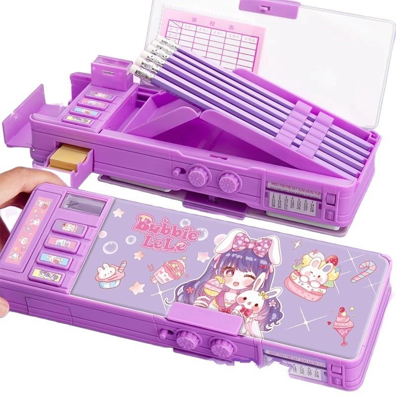 Kapibala Plastic & Leather Multi-Functional Large Capacity Stationery Box & Pencil Case for School & Office Use