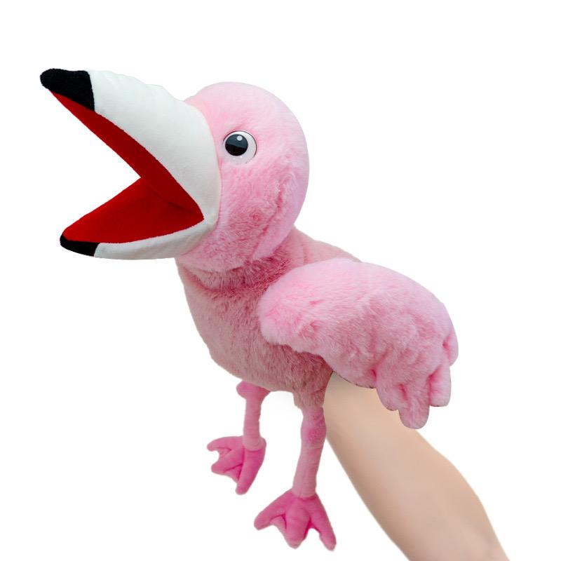 35cm Big Billed Bird Hand Puppet Plush Toy Parrot Peacock Owl Flamingo Doll for Parent Child Interaction Storytelling Kids Gift