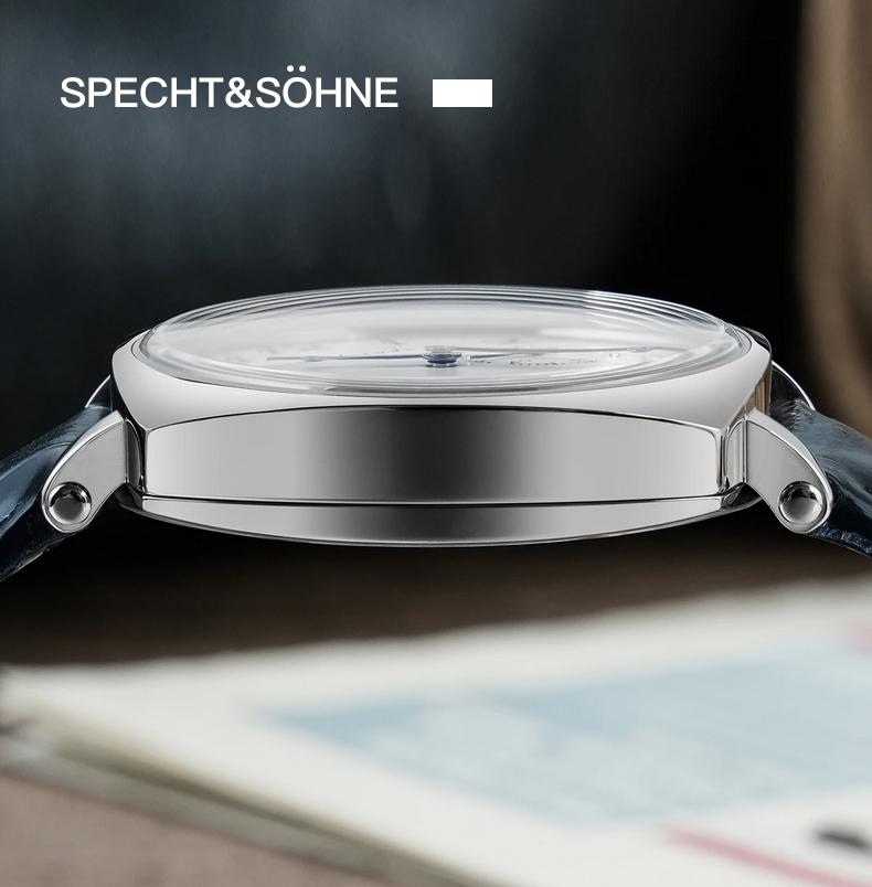 Specht & Söhne Новые винтажные часы 38 мм для мужчин Розовое золото Сапфировое стекло Натуральная кожа Автоматические наручные часы Водонепроницаемость 5 ATM