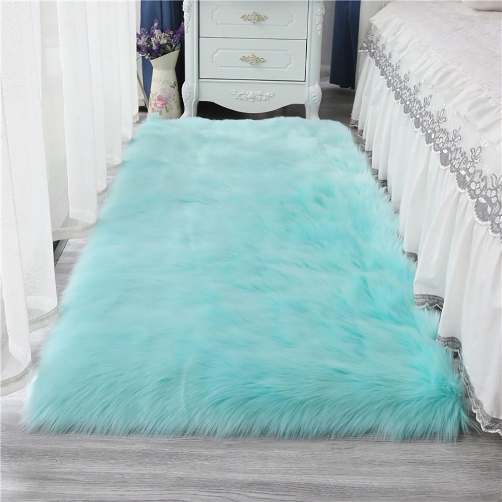 Imitation Wool Rug Artificial Sheepskin Fluffy Plush Carpet for Bedroom Soft Warm Home Decor Children Rugs Living Room Rug White