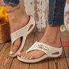 Fashion Large Size Casual Sandals Women Summer New Thick Sole Clip-toe Hollowed Ladies Slides Flip Flops Wedge Heel Solid Color Slippers