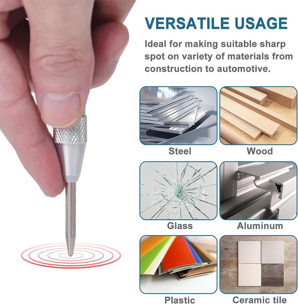 Автоматический центральный пробойник, общая деревообрабатывающая дрель по металлу, регулируемый подпружиненный автоматический пробойник, ручные инструменты для металла, дерева, стекла